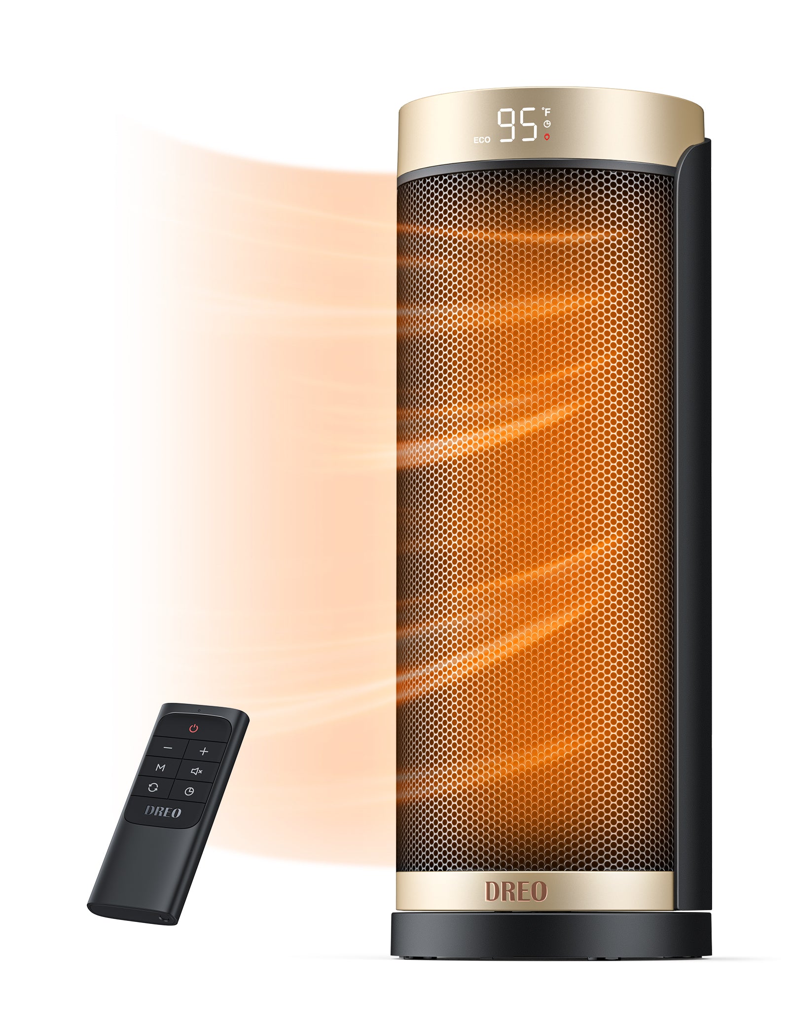 Dreo Space Heaters for Home, Portable Electric Heater with Remote, 70° Oscillation, 12H Timer, 1500W PTC Ceramic Heating with Thermostat, Safety Protection, Quiet Heaters for Inside, Gold